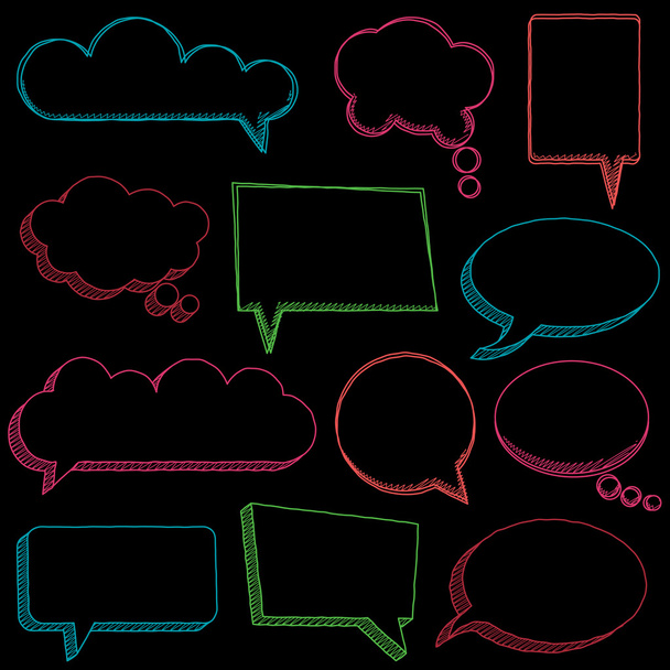 Vector Collection of Cute Doodle Speech or Thought Bubbles - Vector, Image