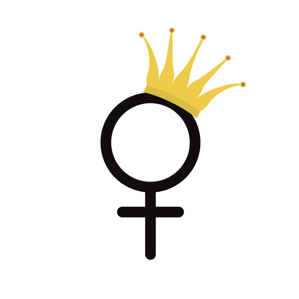 gender female symbol with crown - Vector, Image