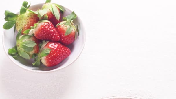 Fresh egg waffles dessert for breakfast with yogurt, strawberries and kiwi. - 映像、動画