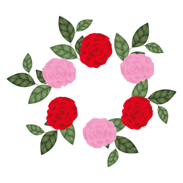 Garland met bloemen en blaadjes van geïsoleerde pictogram - Vector, afbeelding