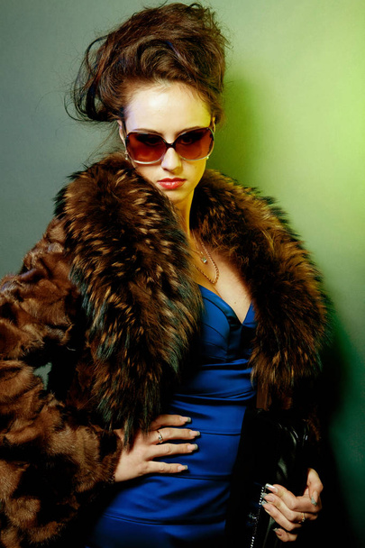 woman with fashion sunglasses and handbag  - Fotó, kép