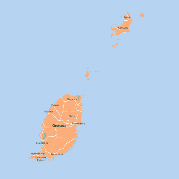 Térkép Grenada. Izolált illusztráció. Fekete-fehér háttér. - Fotó, kép