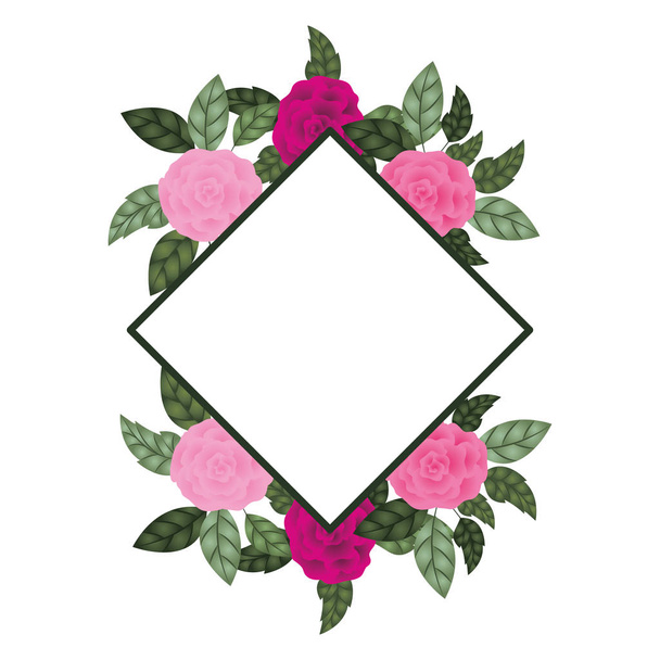 frame with rose isolated icon - Vetor, Imagem