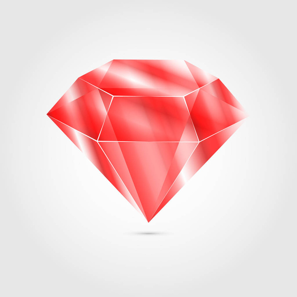 Red round gem ruby. Colorful gemstone that can be used as part of logo, icon, web decor or other design. Vector illustration, EPS10. - Vector, Image