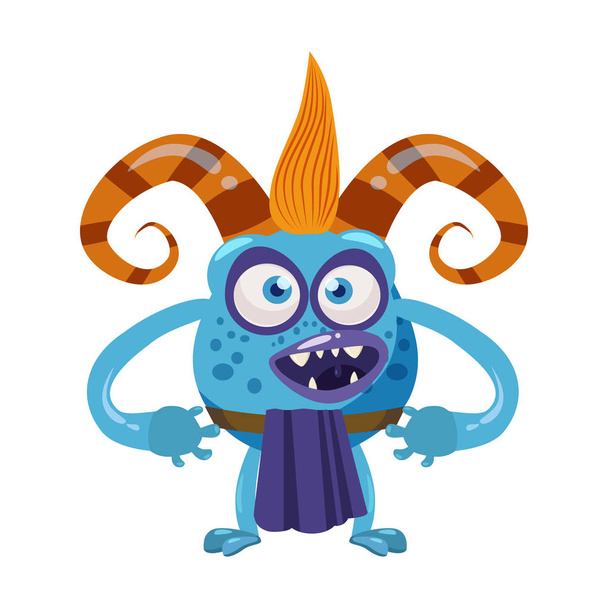 Devil Troll bonito engraçado personagem de conto de fadas, emoções, estilo de desenho animado, para livros, publicidade, adesivos, vetor, ilustração, banner, isolado
 - Vetor, Imagem