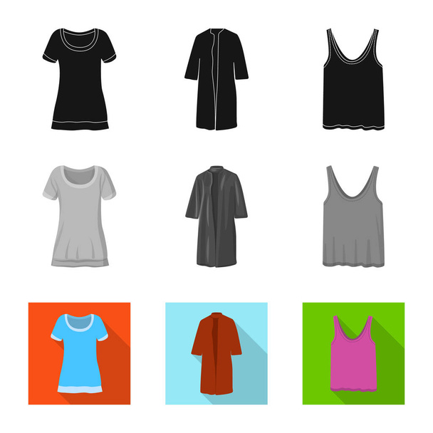 Vector design of woman and clothing sign. Set of woman and wear stock symbol for web. - ベクター画像