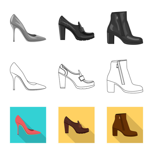 Vector design of footwear and woman icon. Set of footwear and foot vector icon for stock. - Вектор,изображение