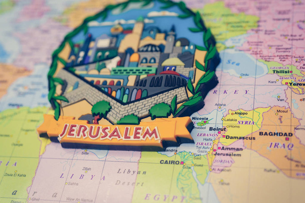 Jerusalem  on the  map background - Photo, Image