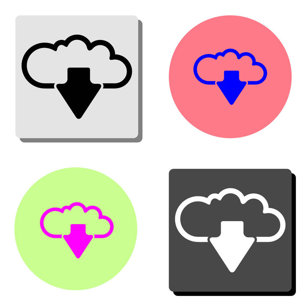 Cloud download. simple flat vector icon illustration on four different color backgrounds - Vektori, kuva
