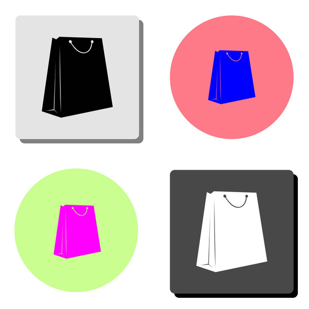 ショッピング バッグです。4 つの異なる色の背景のシンプルなフラット ベクトル アイコン イラスト - ベクター画像
