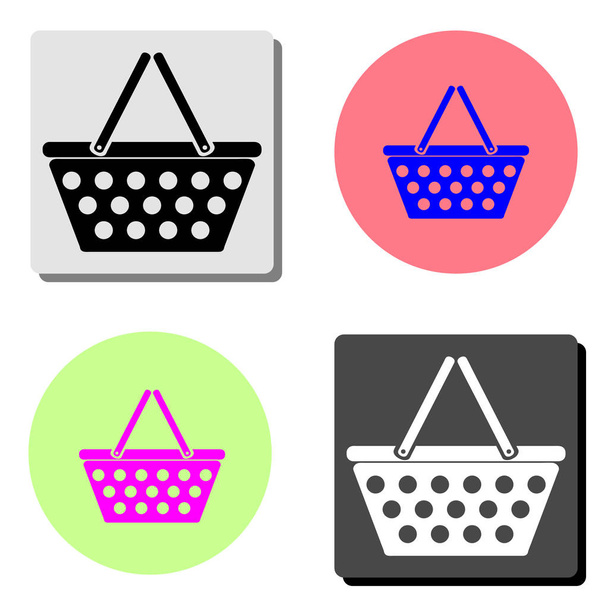 basket. simple flat vector icon illustration on four different color backgrounds - Vector, afbeelding