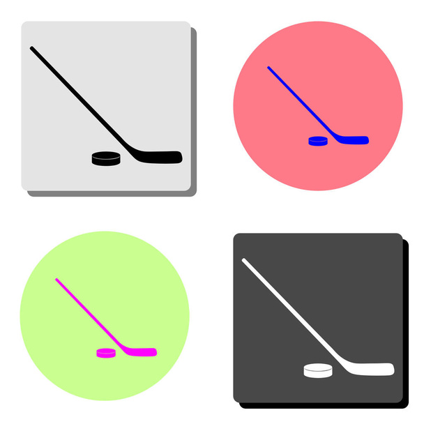 hockey. simple flat vector icon illustration on four different color backgrounds - Vektör, Görsel