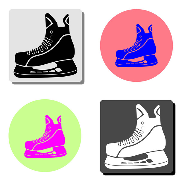 Figure skates. simple flat vector icon illustration on four different color backgrounds - Vector, imagen