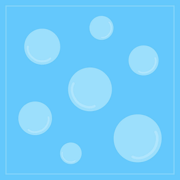 Conjunto de bolhas azuis claras, desenho doodle ilustração vetorial. Bolhas transparentes brancas e azuis isoladas no fundo azul
.  - Vetor, Imagem