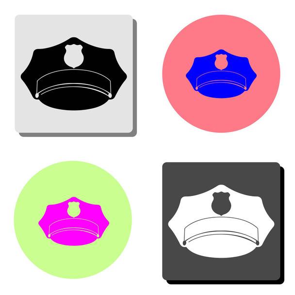 Policeman peaked cap. simple flat vector icon illustration on four different color backgrounds - ベクター画像
