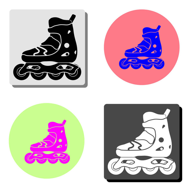roller skate. simple flat vector icon illustration on four different color backgrounds - Vector, Imagen