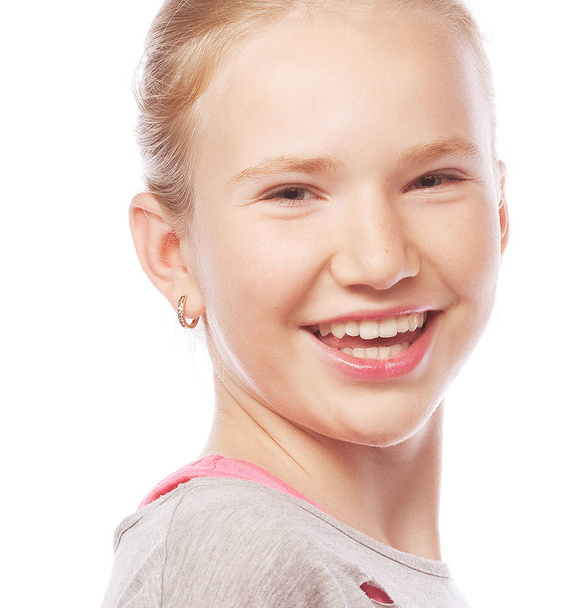 Little happy girl with big smile. - Фото, изображение