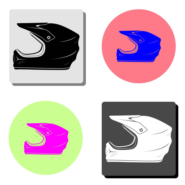 Motorcycle Helmet. simple flat vector icon illustration on four different color backgrounds - ベクター画像