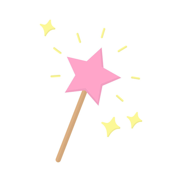 Varita mágica en forma de estrella rosa con destellos brillantes. Varita mágica, palo, ilustración gráfica vector icono, aislado
. - Vector, Imagen
