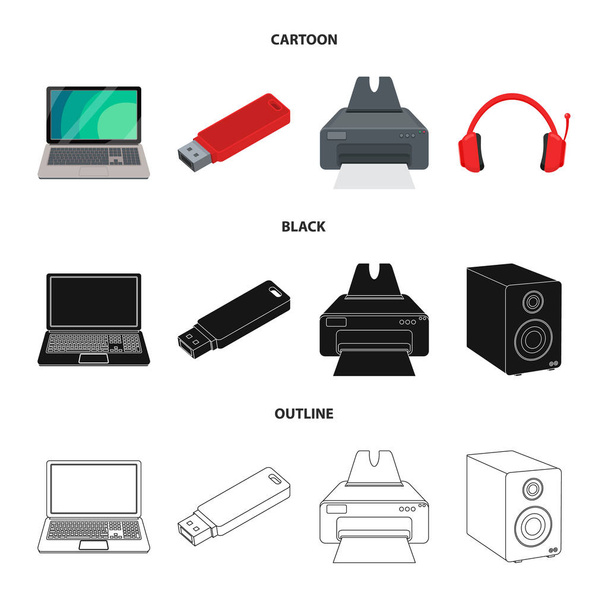Vector illustration of laptop and device sign. Collection of laptop and server stock symbol for web. - ベクター画像