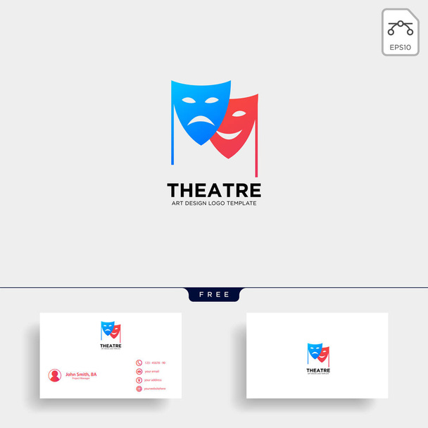 teatro máscara actor logo plantilla vector icono elemento con tarjeta de visita
 - Vector, imagen