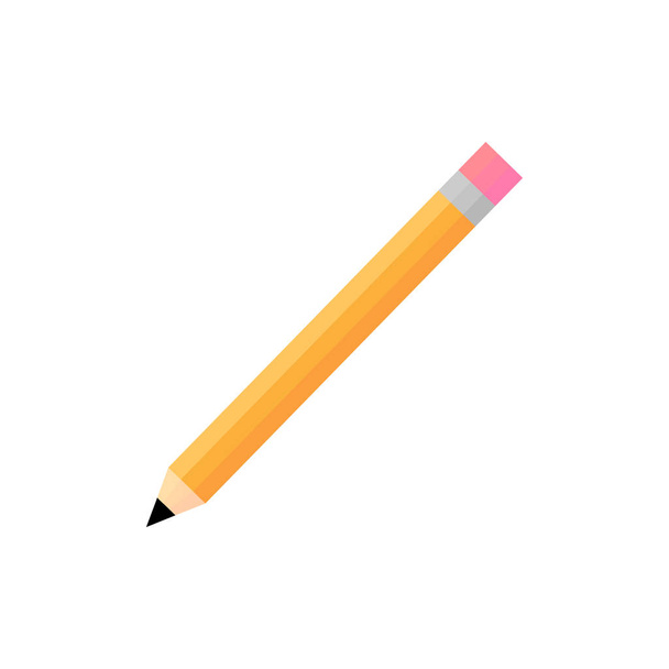 Reális ceruza vektor illusztráció. Ceruza grafika izolált fehér háttér. Tanszerek, sárga ceruza, rózsaszín gumi. - Vektor, kép