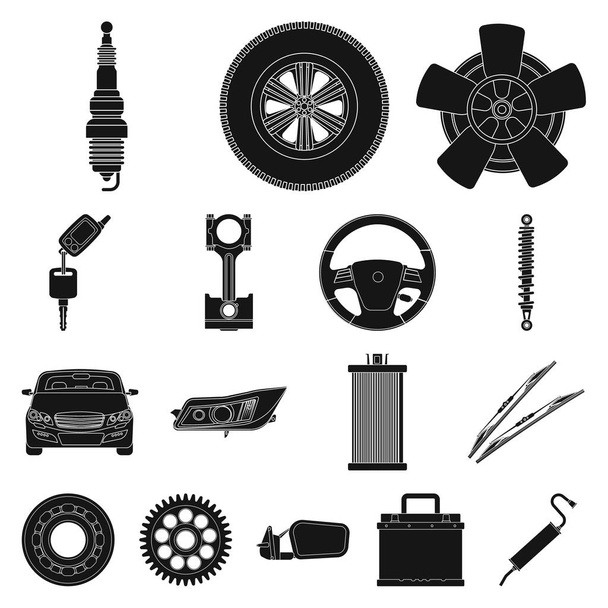 Векторный дизайн иконки автомобиля и детали. Набор значков авто- и автомобильного вектора для склада
. - Вектор,изображение