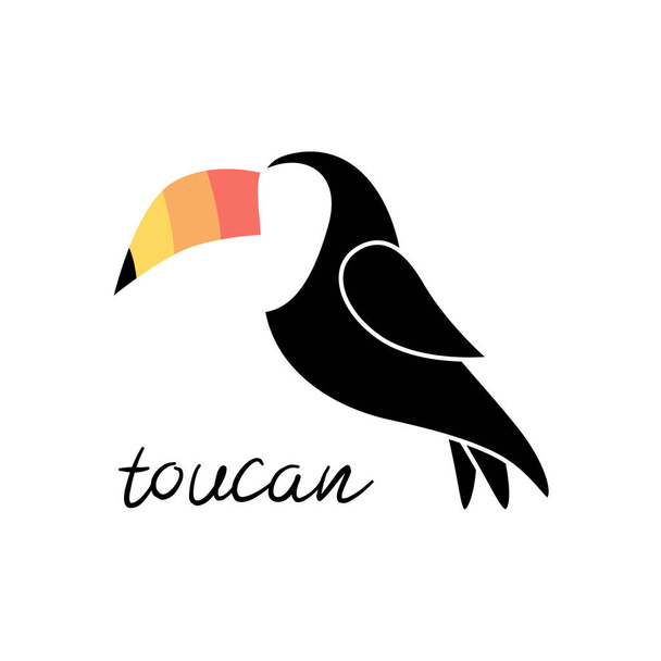 Toucan madár vektor illusztráció rajz, elszigetelt fehér háttér. Toucan logó grafikai írás. - Vektor, kép