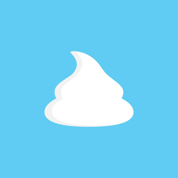 Whipped cream vector illustration, graphic icon, dollop of sweet whipped cream isolated on blue background. - Vector, Image