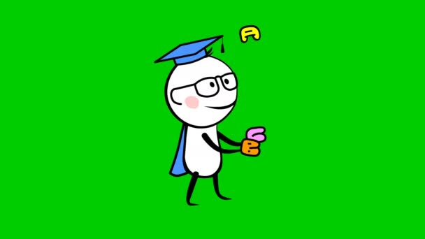 Grappig karakter jongleer met brieven animatie - Video