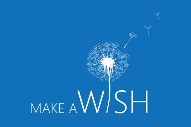 make a wish typography with dandelion - Vector, Image