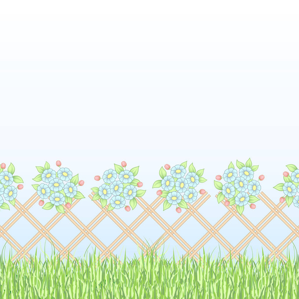 Brown lattice with flowers - Vector, Image