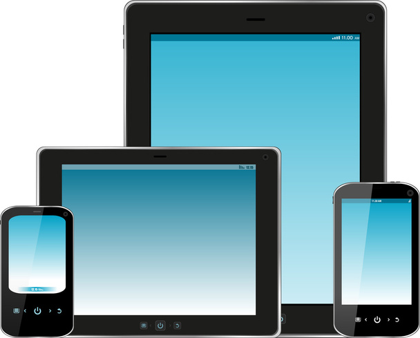 Tablet pc and smartphone with blue screen - Photo, Image