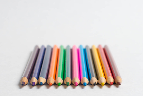 Colorful pencils on the white background, For kids drawing, Colors of pencils - Photo, Image