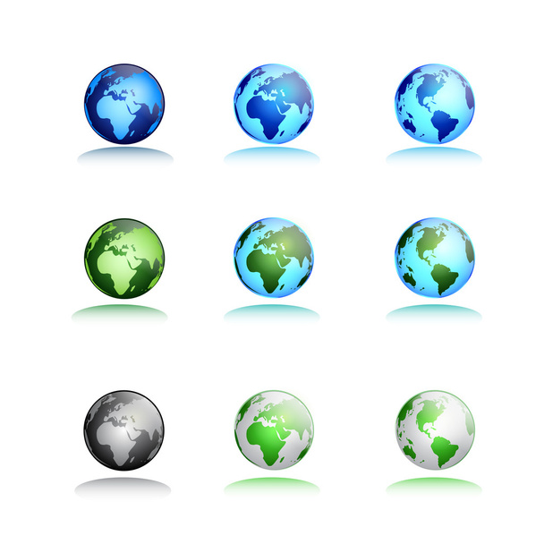 Modern globe. Set of icons - Vetor, Imagem