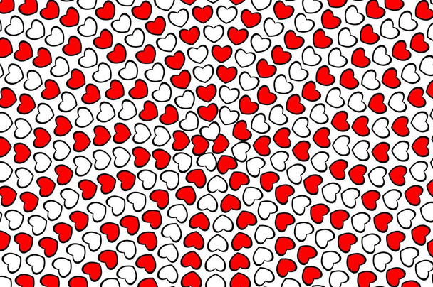 art white and red heart pattern illustration background - Photo, image