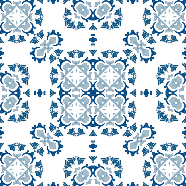 Seamless pattern illustration in traditional style - like Portuguese tile - Vektor, kép