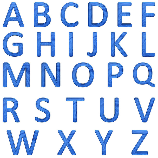 İngilizce alfabe beyaz zemin üzerine mavi soyut mektupları - Fotoğraf, Görsel