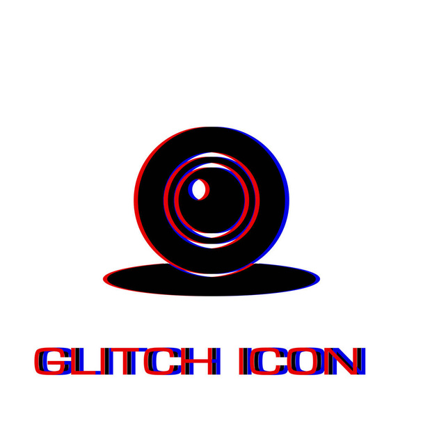 Web camera-icoontje plat. Eenvoudige pictogram - Glitch effect. Vector illustratie symbool - Vector, afbeelding