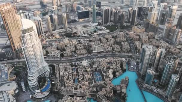 View of Dubai: a hotel, skyscrapers, one and two-story Arabian-style buildings from a birds-eye view - Footage, Video