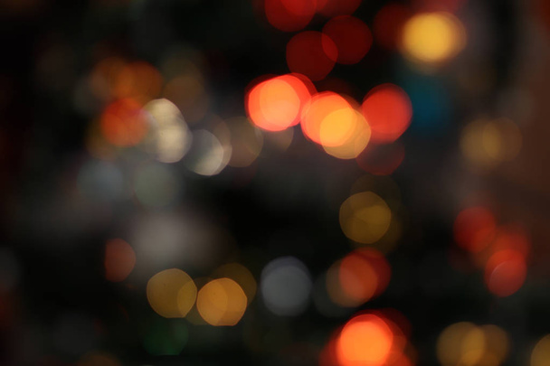 Bokeh abstract background. Colorful. Defocused. Blurred abstract bright lights. Holiday time. Evening - Fotoğraf, Görsel