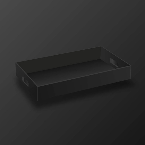 Black empty box on black background. Top view. Template for your presentation design, banner, brochure or poster. - Vector, imagen