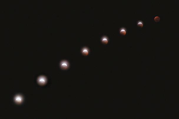 LUNAR ECLIPSE MULTIPLE EXPOSURE SEQUENCE - Photo, Image