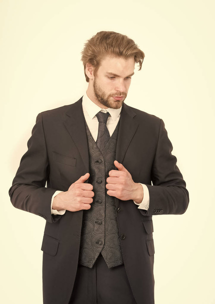 Businessman or ceo in black jacket. - Zdjęcie, obraz
