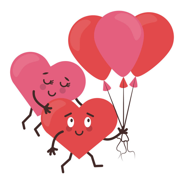 corazones lindos en dibujos animados de amor
 - Vector, Imagen