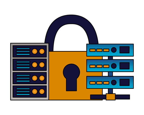 segurança de armazenamento do centro de servidor de banco de dados
 - Vetor, Imagem