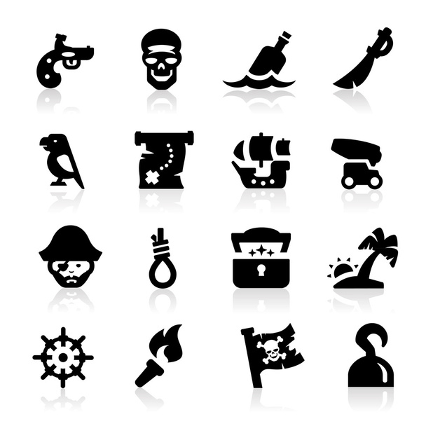 Pirates icons set Elegant series - Vector, Image