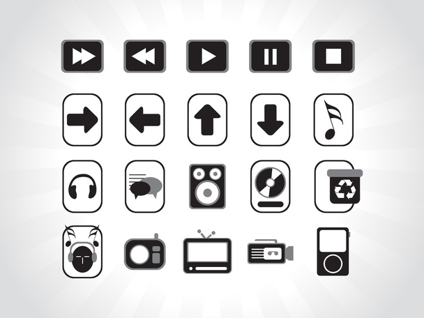 Black electronic icons vector - ベクター画像