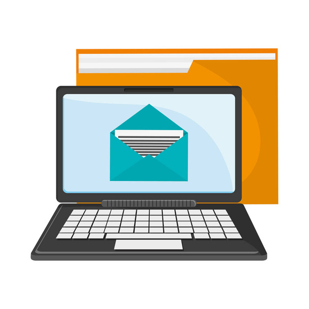 e-mail laptop e pasta
 - Vetor, Imagem
