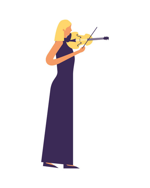 女性立って演奏ヴァイオリン - ベクター画像